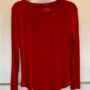 Time and Tru bright red, long sleeve, round neck T-Shirt.Size S
